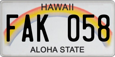 HI license plate FAK058