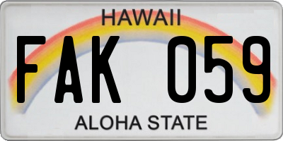 HI license plate FAK059