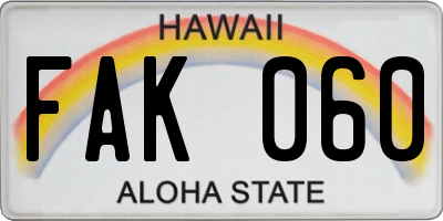 HI license plate FAK060