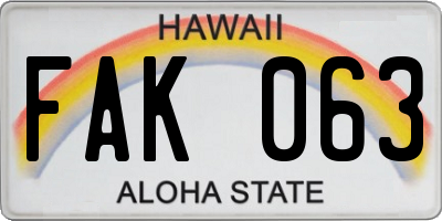 HI license plate FAK063