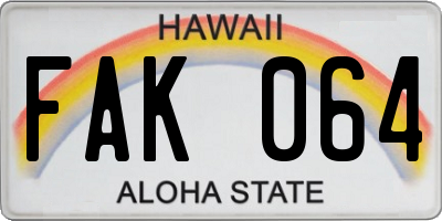 HI license plate FAK064