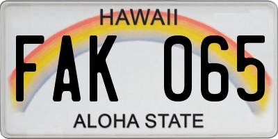 HI license plate FAK065