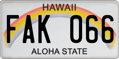HI license plate FAK066