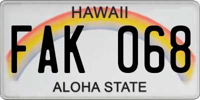 HI license plate FAK068