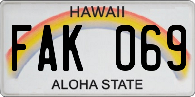 HI license plate FAK069