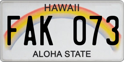 HI license plate FAK073