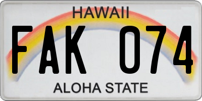 HI license plate FAK074