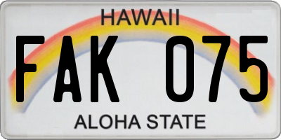 HI license plate FAK075