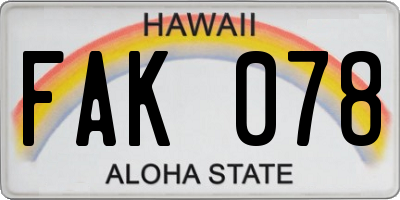 HI license plate FAK078