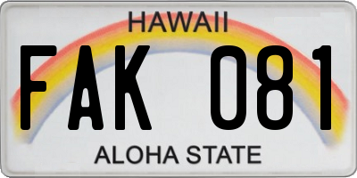 HI license plate FAK081