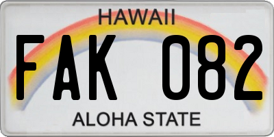 HI license plate FAK082