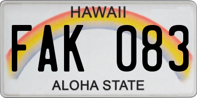 HI license plate FAK083