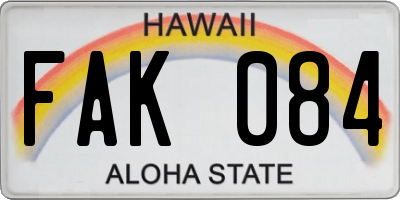 HI license plate FAK084