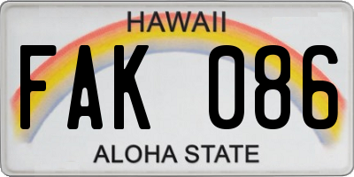HI license plate FAK086
