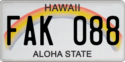 HI license plate FAK088