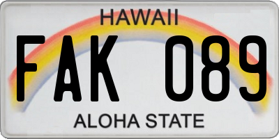 HI license plate FAK089