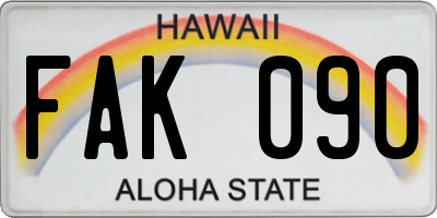 HI license plate FAK090