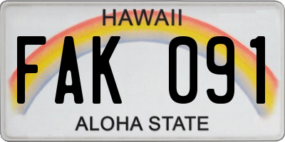 HI license plate FAK091