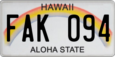 HI license plate FAK094