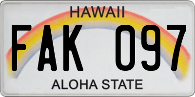 HI license plate FAK097
