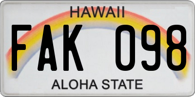 HI license plate FAK098