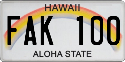 HI license plate FAK100