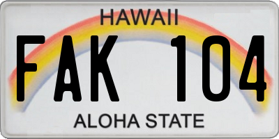 HI license plate FAK104