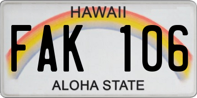 HI license plate FAK106
