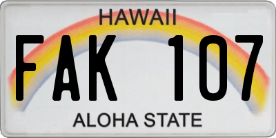 HI license plate FAK107
