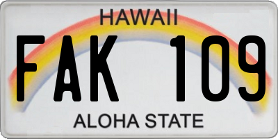 HI license plate FAK109