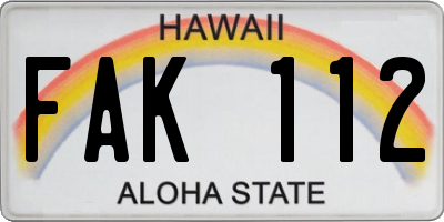 HI license plate FAK112