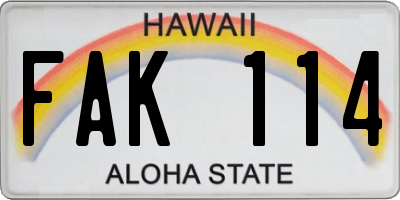 HI license plate FAK114