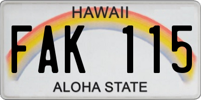 HI license plate FAK115