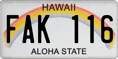 HI license plate FAK116