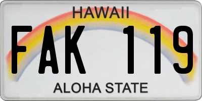 HI license plate FAK119