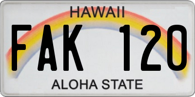HI license plate FAK120