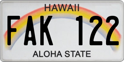 HI license plate FAK122