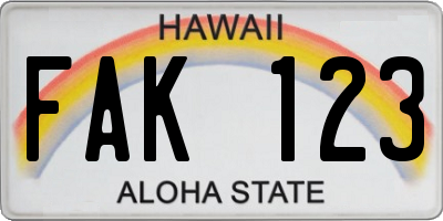 HI license plate FAK123