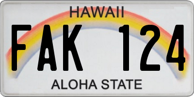 HI license plate FAK124