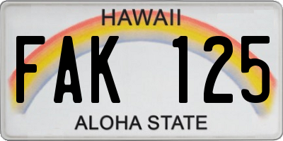 HI license plate FAK125