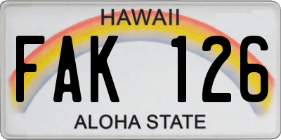 HI license plate FAK126