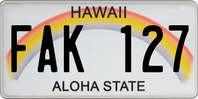 HI license plate FAK127