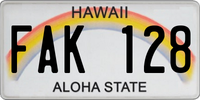 HI license plate FAK128