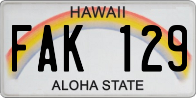 HI license plate FAK129