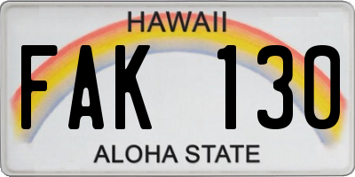 HI license plate FAK130