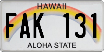 HI license plate FAK131