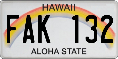 HI license plate FAK132