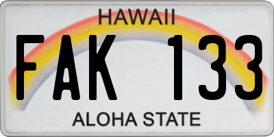 HI license plate FAK133