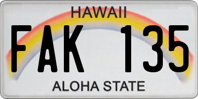 HI license plate FAK135
