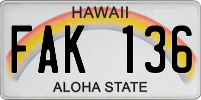 HI license plate FAK136
